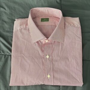 Sid Mashburn Small Stripe Spread Collar Dress Shirt *estimated size XL